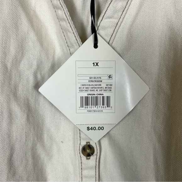 Ava & Viv Women’s Cream Plus Size Button-Down Dress Size 1X - Picture 5 of 11